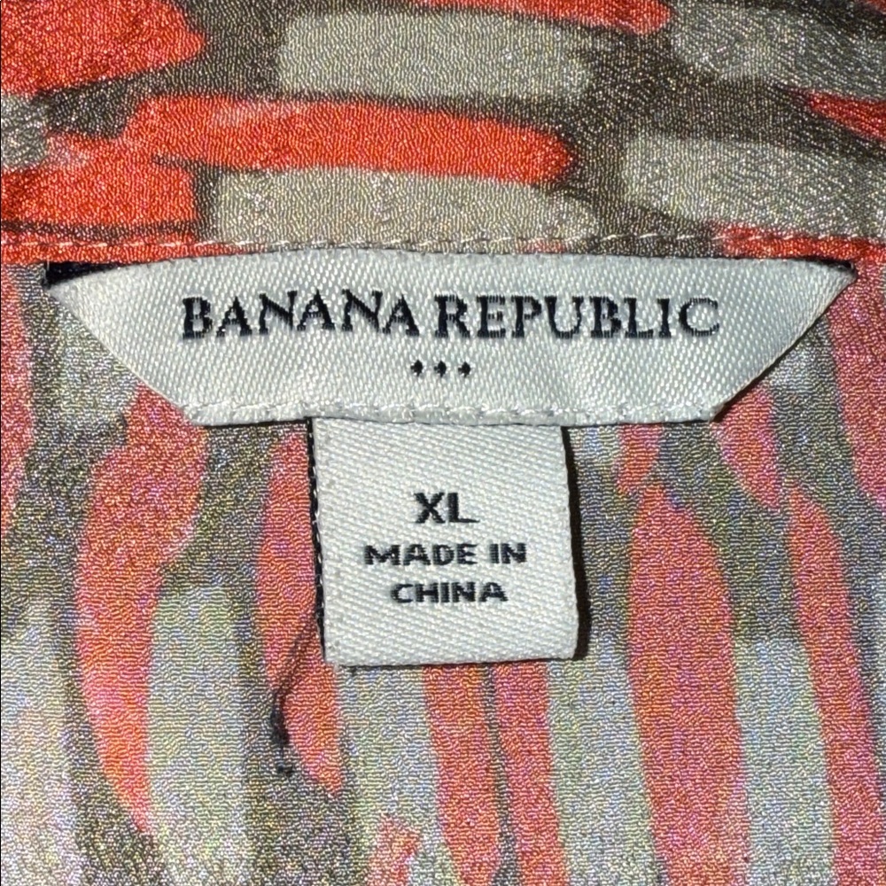 Banana Republic Coral and Cream Abstract Cap-Sleeve Blouse - Picture 5 of 7